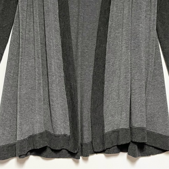 Eileen Fisher Cozy Viscose Stretch Cardigan Contrast Trim Gray Size Large Open - Picture 7 of 16